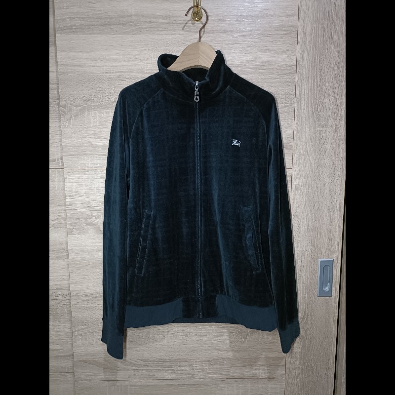 Burberry Black Label 日本製 黑色 天鵝絨 立領外套 2號-0