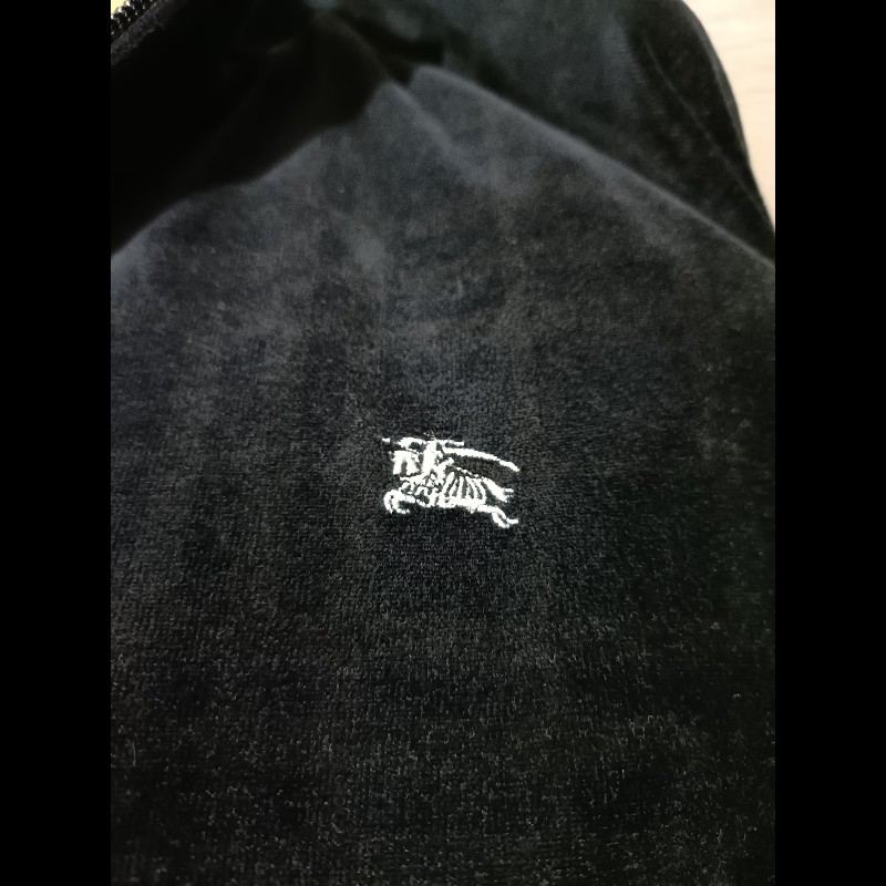 Burberry Black Label 日本製 黑色 天鵝絨 立領外套 2號-3