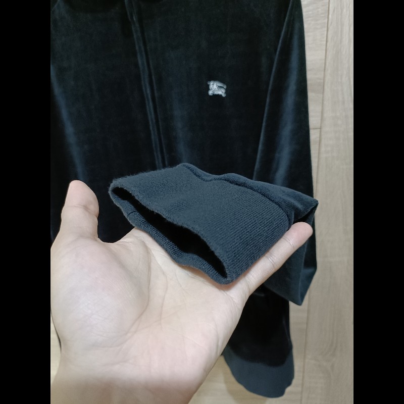 Burberry Black Label 日本製 黑色 天鵝絨 立領外套 2號-4