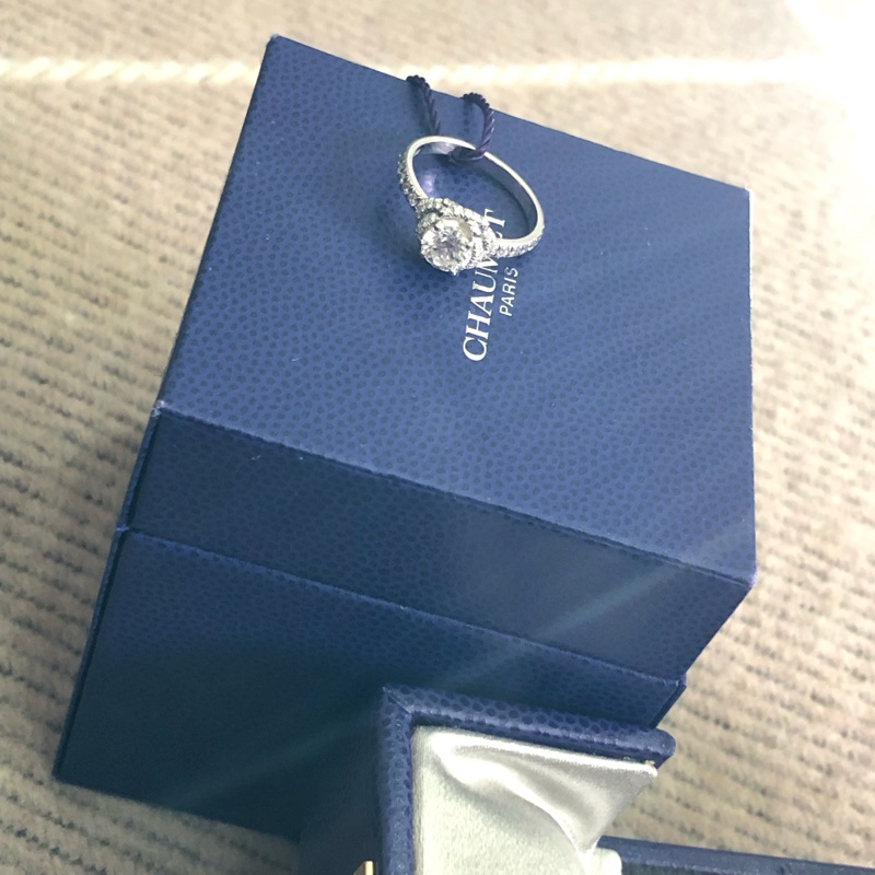Chaumet尚美豪华镶嵌钻戒0.7克拉50号，主钻71份，颜色F，净度vvs1，2017购入-2
