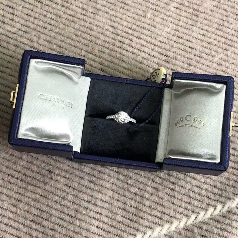 Chaumet尚美豪华镶嵌钻戒0.7克拉50号，主钻71份，颜色F，净度vvs1，2017购入-3