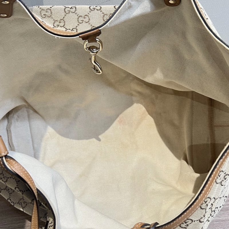 GUCCI 經典雙G老花手提托特包 36*31.5*17.5 98新配件塵袋-5