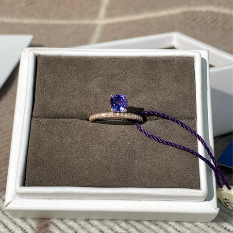 24新款Hermes愛馬仕grand jete系列藍寶石玫瑰金鑽石鑲嵌戒指52號，顏色藍色漸變紫，25年2月保卡