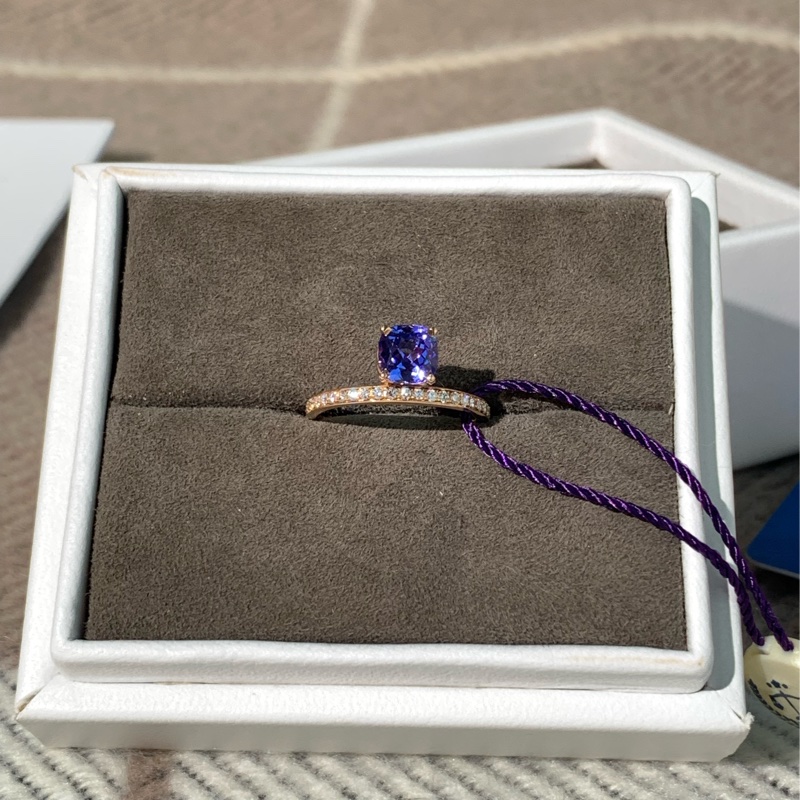 24新款Hermes愛馬仕grand jete系列藍寶石玫瑰金鑽石鑲嵌戒指52號，顏色藍色漸變紫，25年2月保卡-0