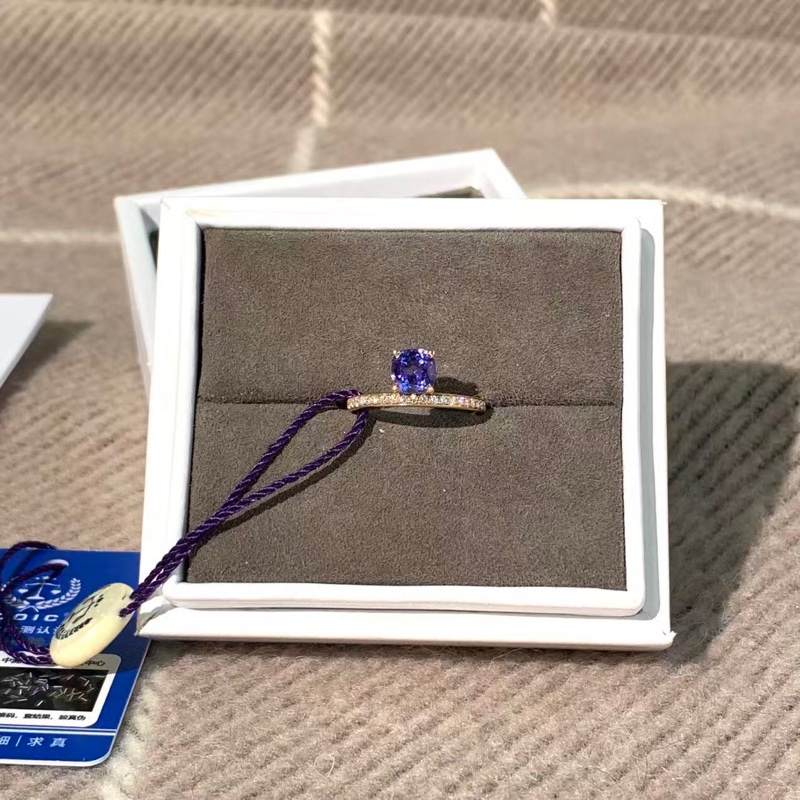 24新款Hermes愛馬仕grand jete系列藍寶石玫瑰金鑽石鑲嵌戒指52號，顏色藍色漸變紫，25年2月保卡-3