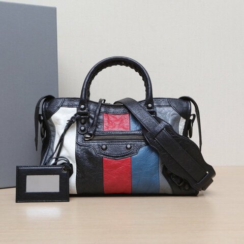BALENCIAGA CLASSICCITY機車包小號30拼色羊皮鎢鋼扣肩背包