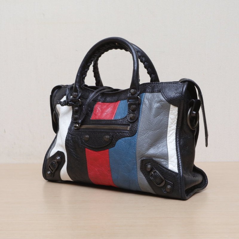 BALENCIAGA CLASSICCITY機車包小號30拼色羊皮鎢鋼扣肩背包-4