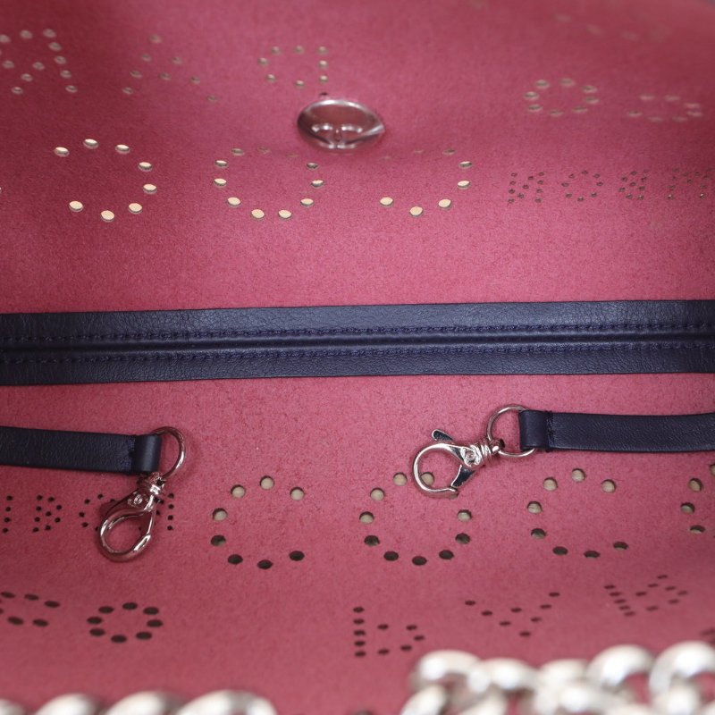 CHANEL 藍色牛皮27開銀扣CF鏤空子母鏈條包肩背包-4