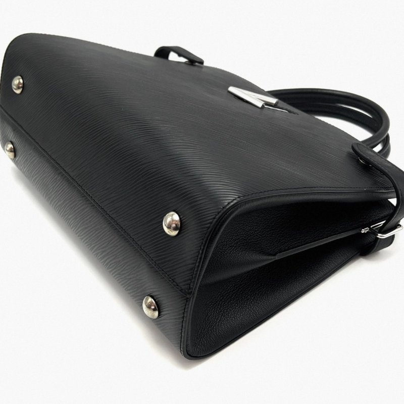 LV 黑色銀扣水波紋手提肩背包 31*21*12 98新配件塵袋-1