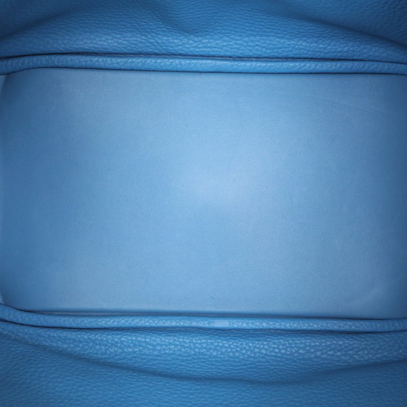 HERMES Lindy3475牛仔藍TC皮T刻銀扣肩背包-2