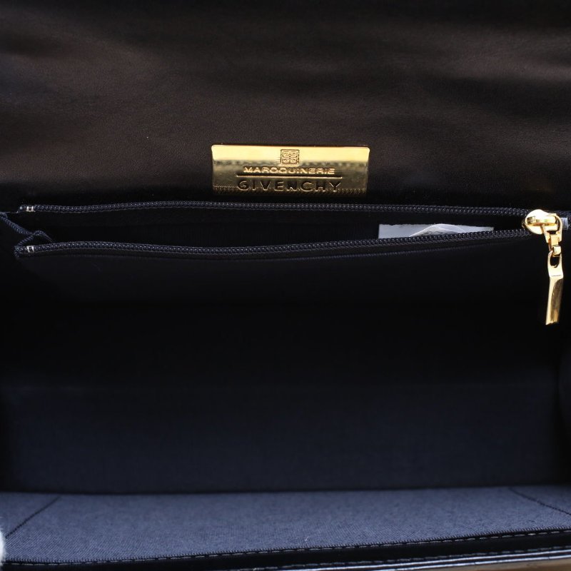 GIVENCHY 黑色鱷魚皮金扣手柄kelly中古鱷魚包單肩包肩背包-4