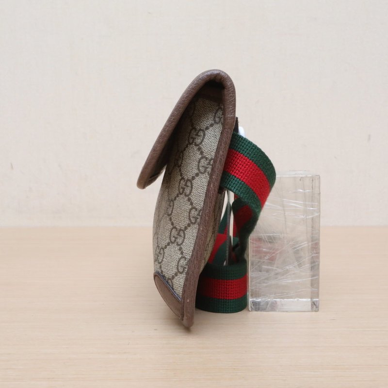 GUCCI NeoVintage虎頭腰包24烏木色PVC金扣肩背包-4