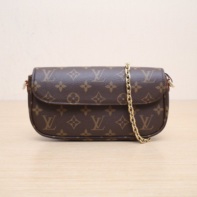 LOUIS VUITTON IVY鏈條腋下包老花PVC金扣晶片肩背包-1