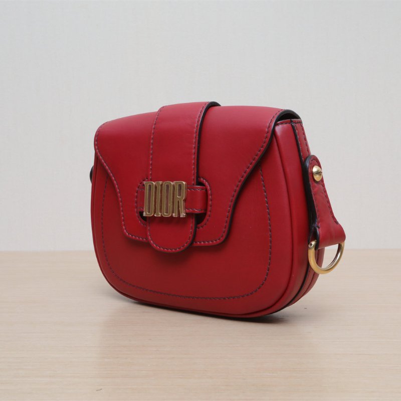 DIOR 紅色牛皮金扣2017DFENCE馬鞍包肩背包-3