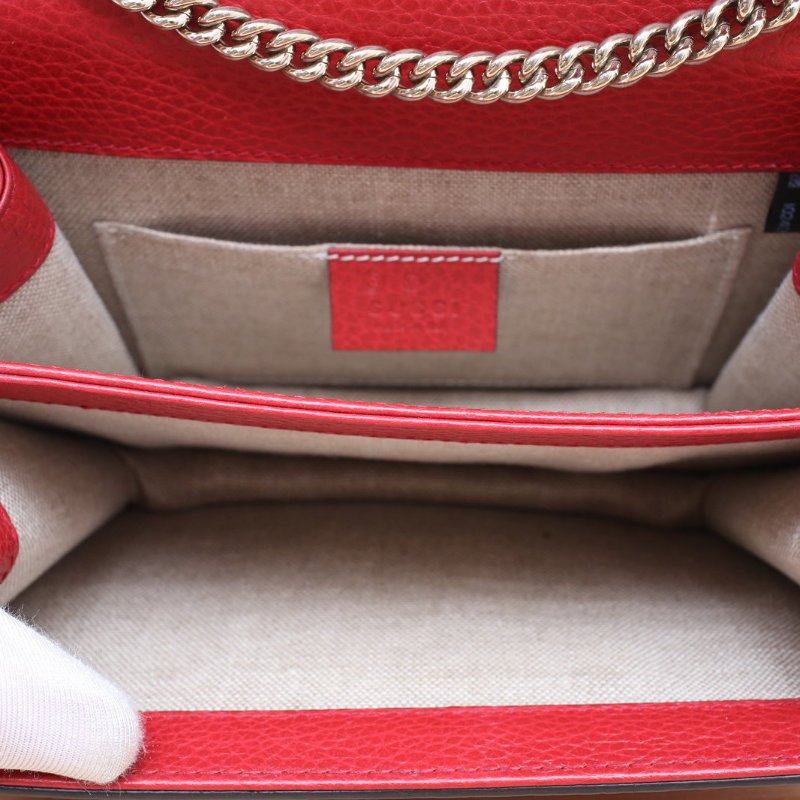 GUCCI Interlock風琴包小號20紅色牛皮金扣肩背包-3