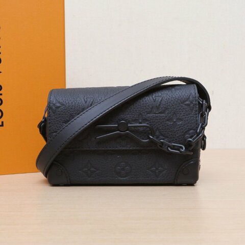 LOUIS VUITTON Steamer盒子包黑色牛皮晶片肩背包