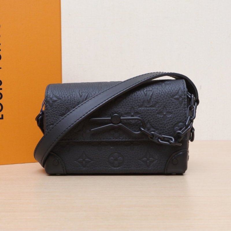 LOUIS VUITTON Steamer盒子包黑色牛皮晶片肩背包-0