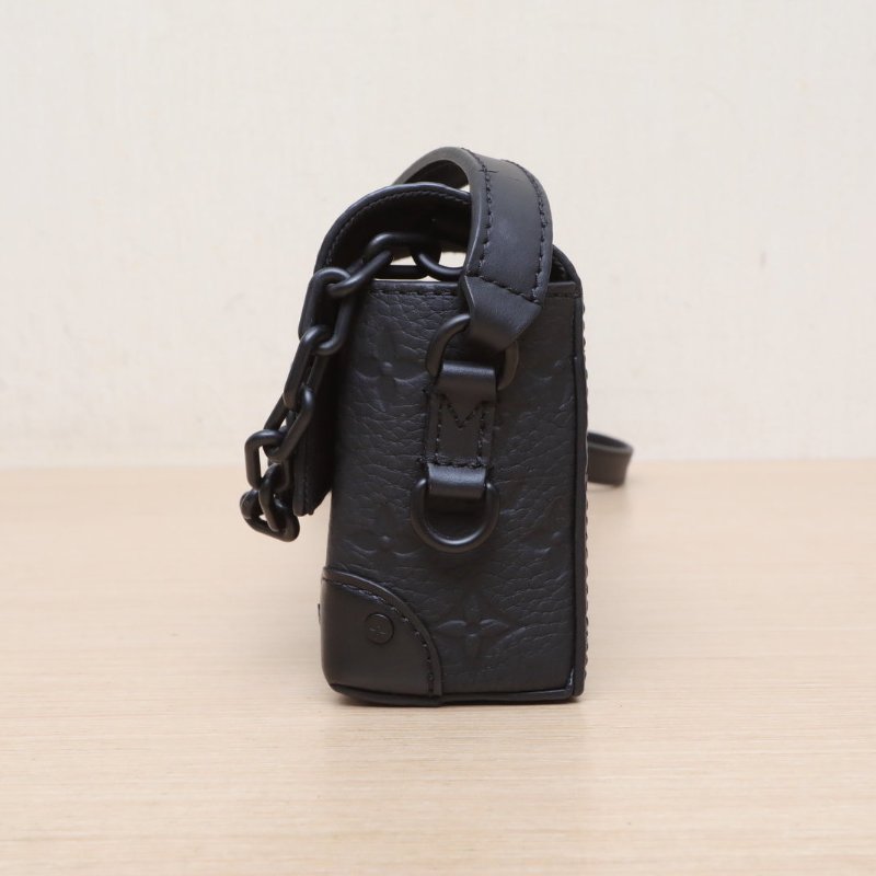 LOUIS VUITTON Steamer盒子包黑色牛皮晶片肩背包-4