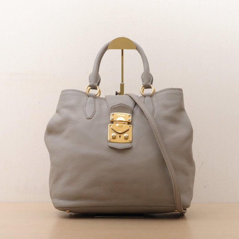 MIU MIU 灰色牛皮單肩包肩背包-0