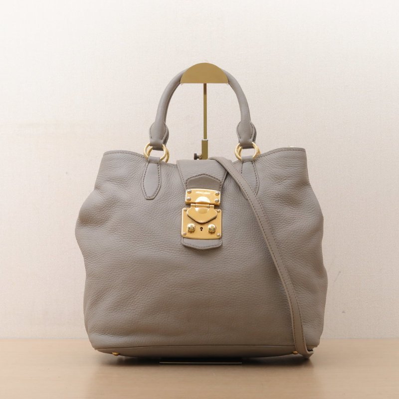 MIU MIU 灰色牛皮單肩包肩背包-1