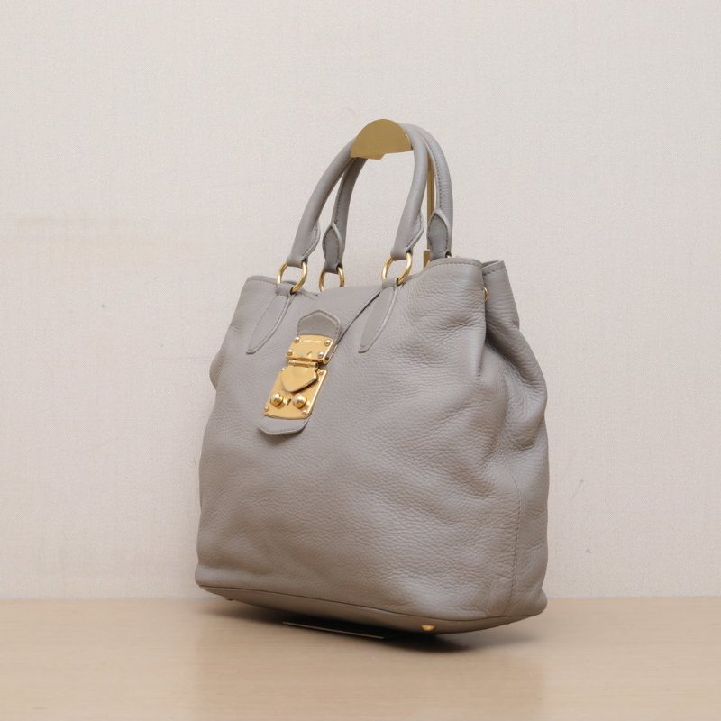 MIU MIU 灰色牛皮單肩包肩背包-4