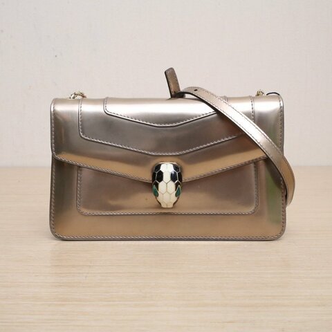 BVLGARI SerpentiForever蛇頭包woc22金色牛皮肩背包