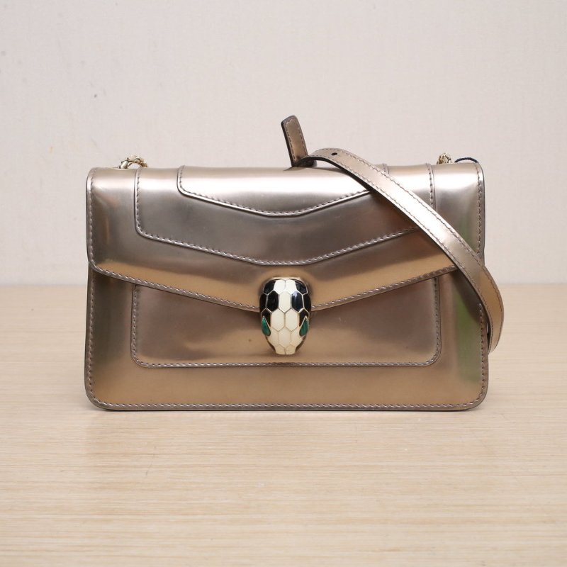 BVLGARI SerpentiForever蛇頭包woc22金色牛皮肩背包-0