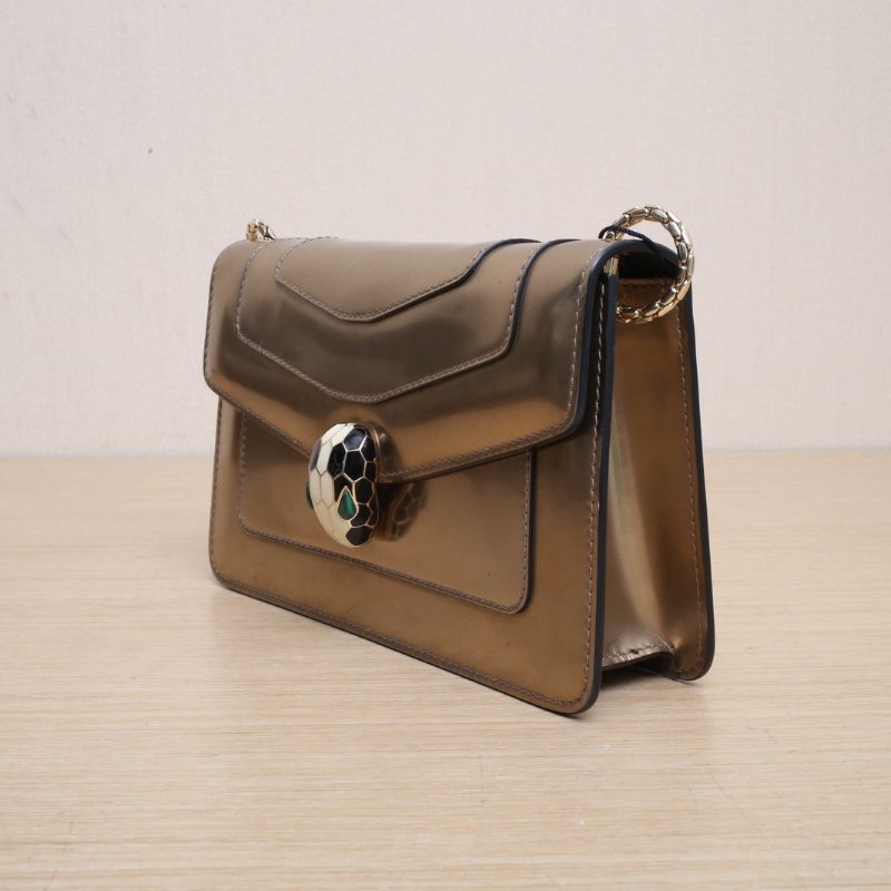 BVLGARI SerpentiForever蛇頭包woc22金色牛皮肩背包-4