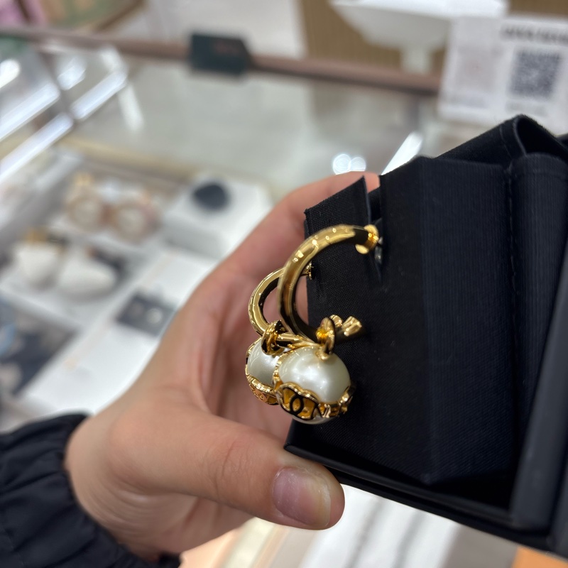 Chanel 23K 圓環金邊珍珠吊墜耳環 全新現貨-4