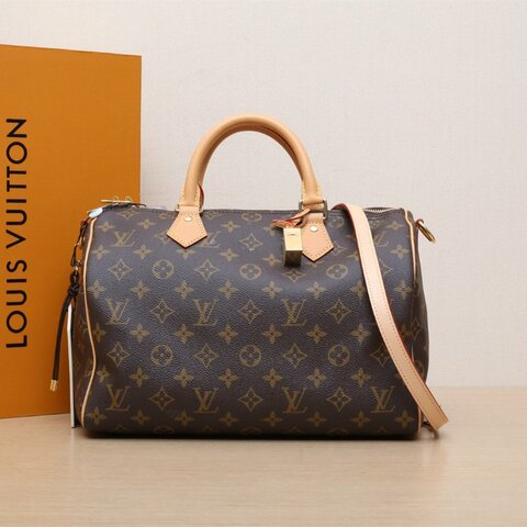 LOUIS VUITTON 老花PVC金扣晶片Sp30秀款飛機牌speedysoft肩背包