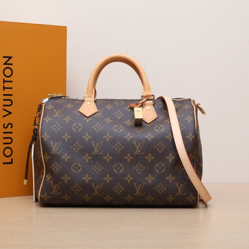 LOUIS VUITTON 老花PVC金扣晶片Sp30秀款飛機牌speedysoft肩背包-0