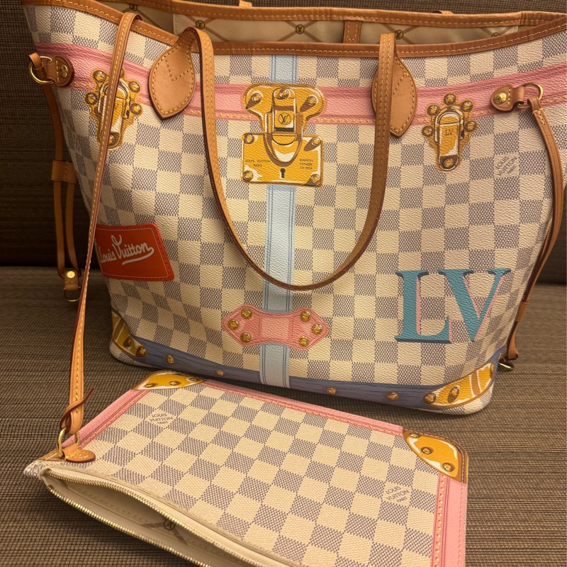 LV 限量neverfull  白棋盤格-1
