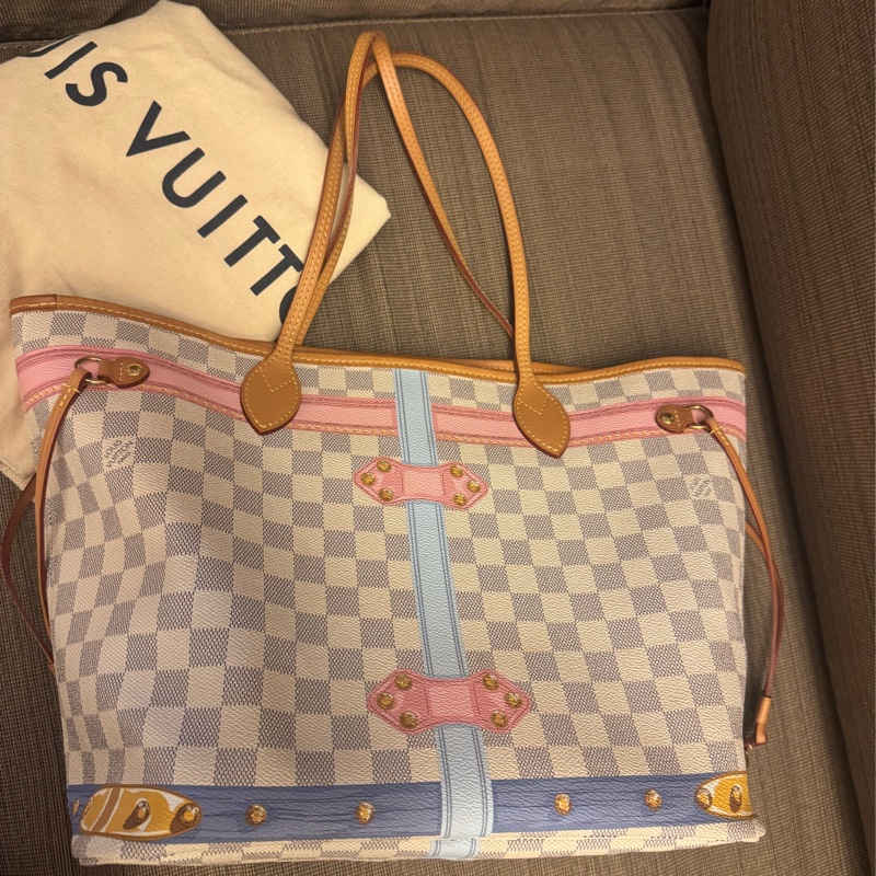 LV 限量neverfull  白棋盤格-2