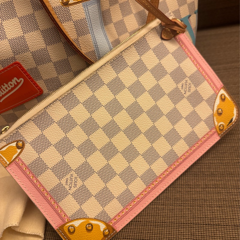 LV 限量neverfull  白棋盤格-7