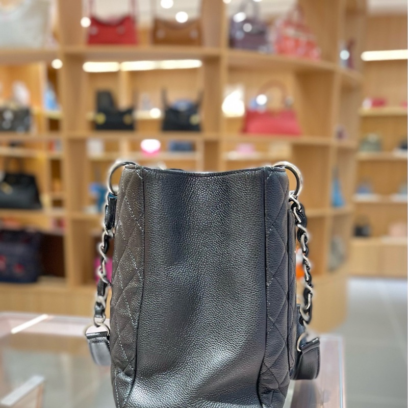 Chanel香奈儿 经典黑银黑色牛皮 GST-3