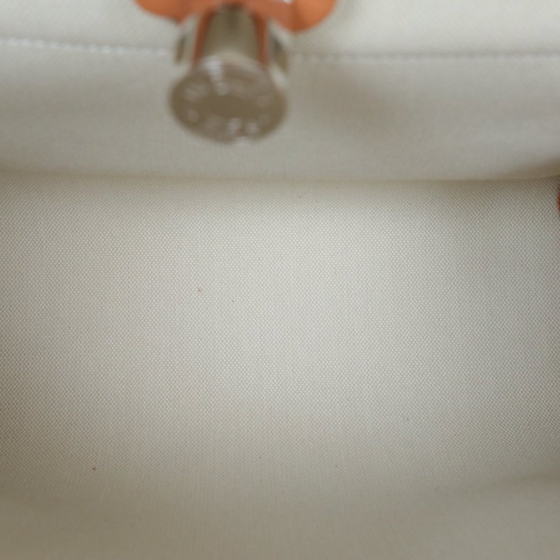 HERMES Herbag3134黃褐色帆布/Hunter牛皮Z刻銀扣肩背包-4