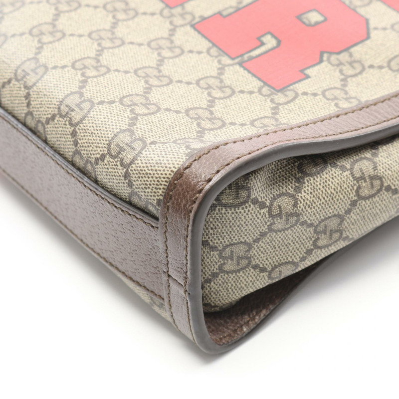 GUCCI GG Supreme 托特斜背包 688497 帆布皮革 米色棕色 二手-5