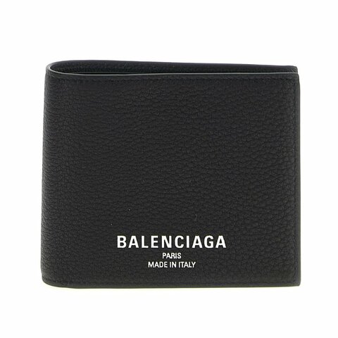 【Balenciaga 巴黎世家】Quadrato Credit 皮革 零錢包 卡夾 皮夾 短夾 黑色 8119102ABV01000