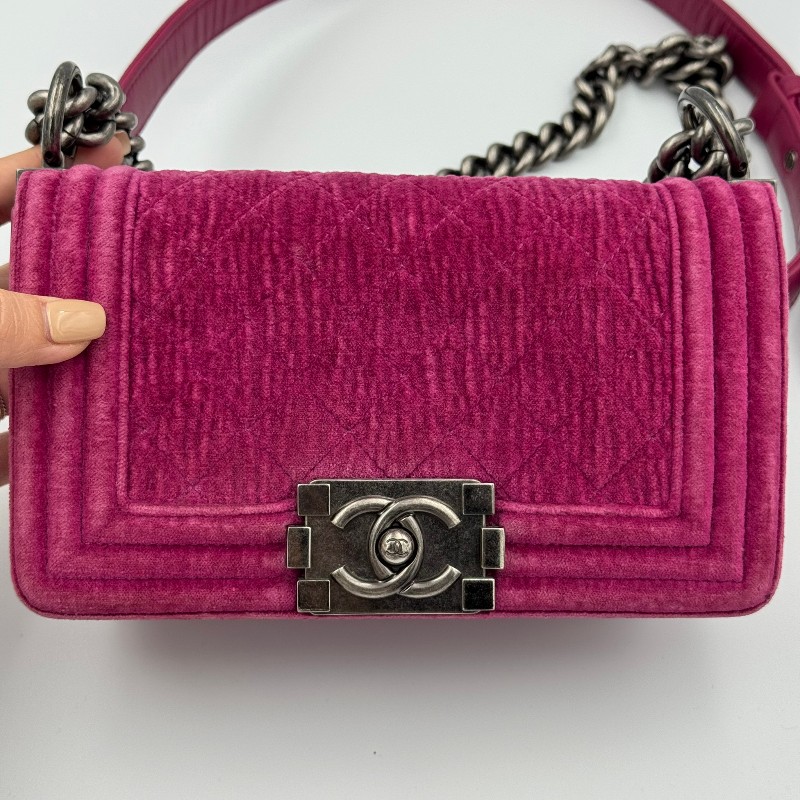 Chanel絲絨20cm leboy-2