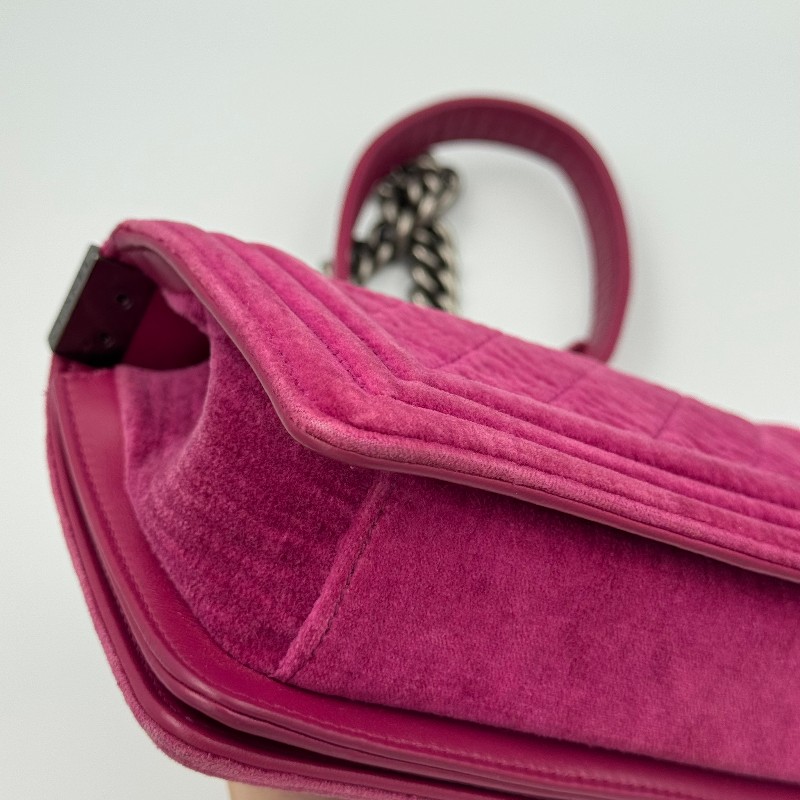 Chanel絲絨20cm leboy-6