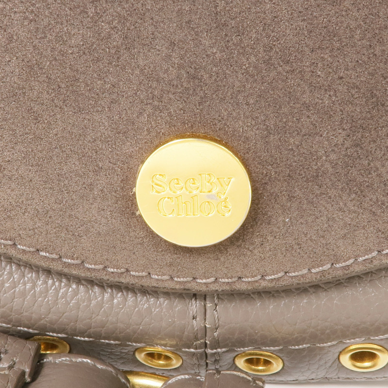 SEE BY CHLOE 麂皮皮革/牛皮皮革Shoulder Bag金扣肩背袋-14