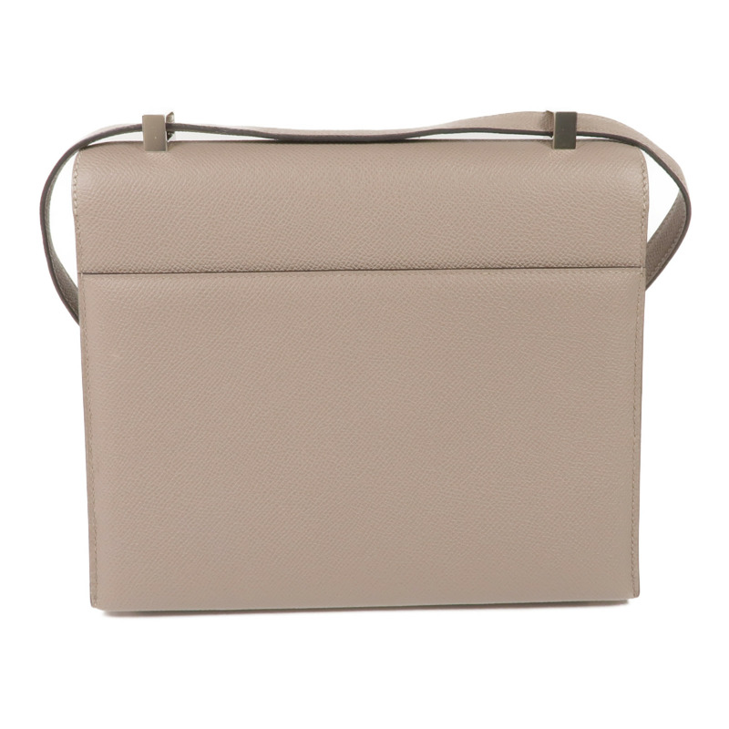 HERMES Epsom皮革Verrou 23銀扣肩背袋Gris Asphalte-1