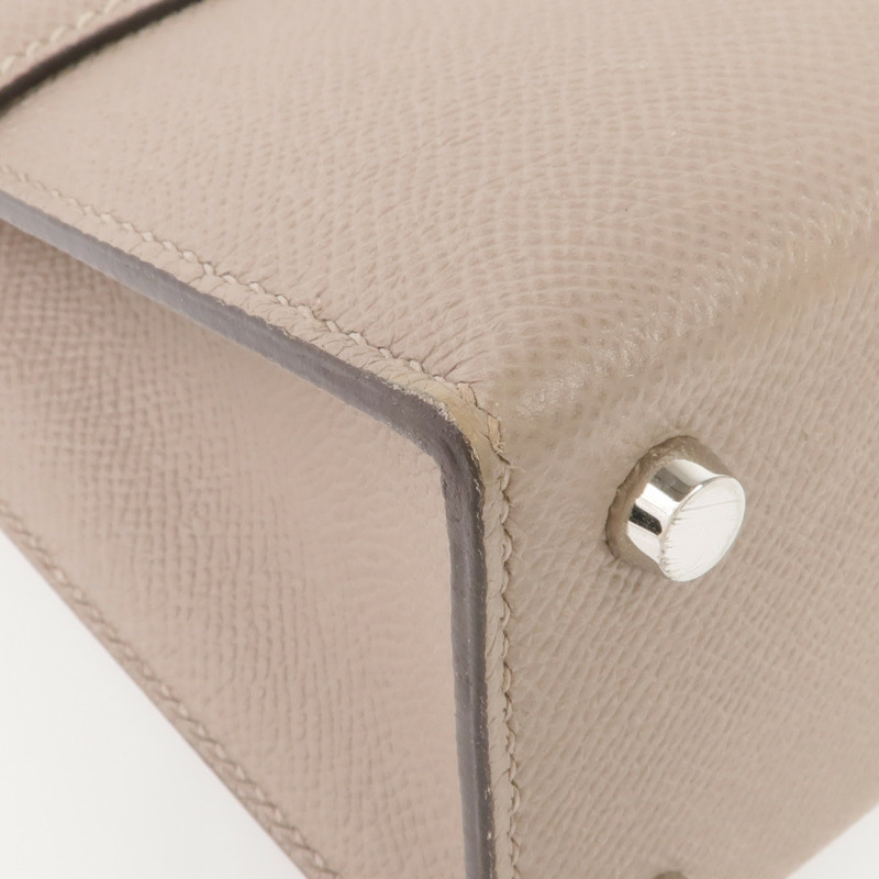 HERMES Epsom皮革Verrou 23銀扣肩背袋Gris Asphalte-6