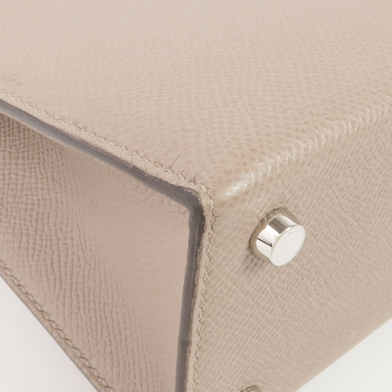 HERMES Epsom皮革Verrou 23銀扣肩背袋Gris Asphalte-8