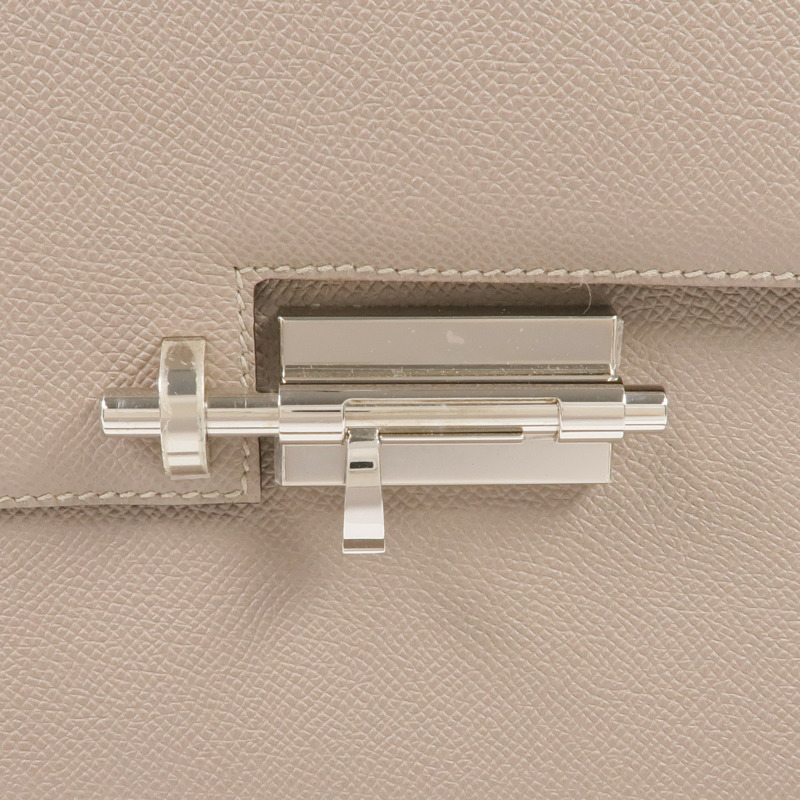 HERMES Epsom皮革Verrou 23銀扣肩背袋Gris Asphalte-10