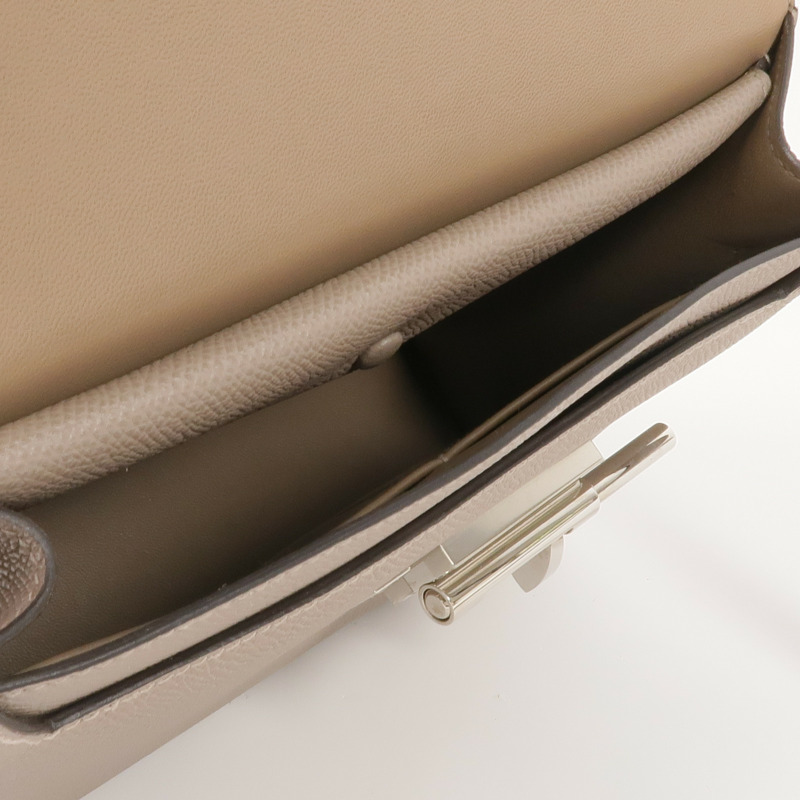 HERMES Epsom皮革Verrou 23銀扣肩背袋Gris Asphalte-12