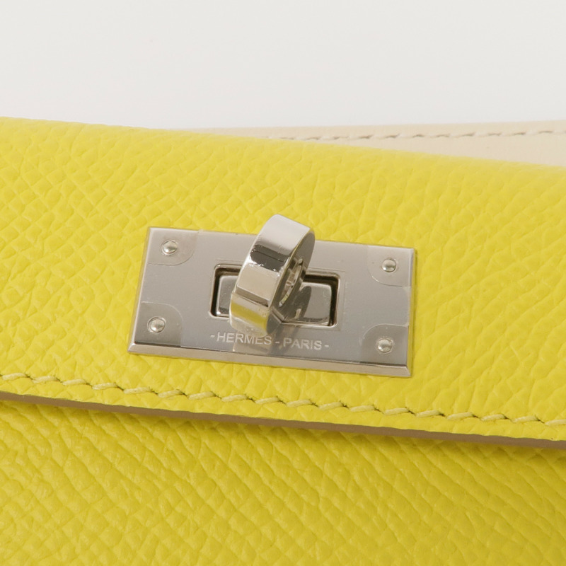 HERMES Swift/Epsom皮革Kelly Pocket Strap銀扣肩帶-11