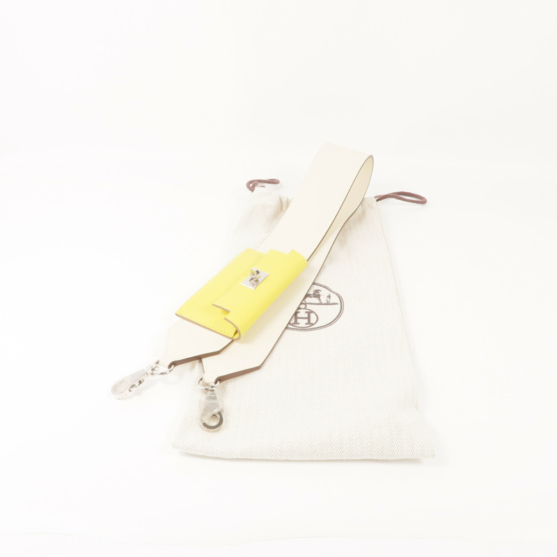 HERMES Swift/Epsom皮革Kelly Pocket Strap銀扣肩帶-13