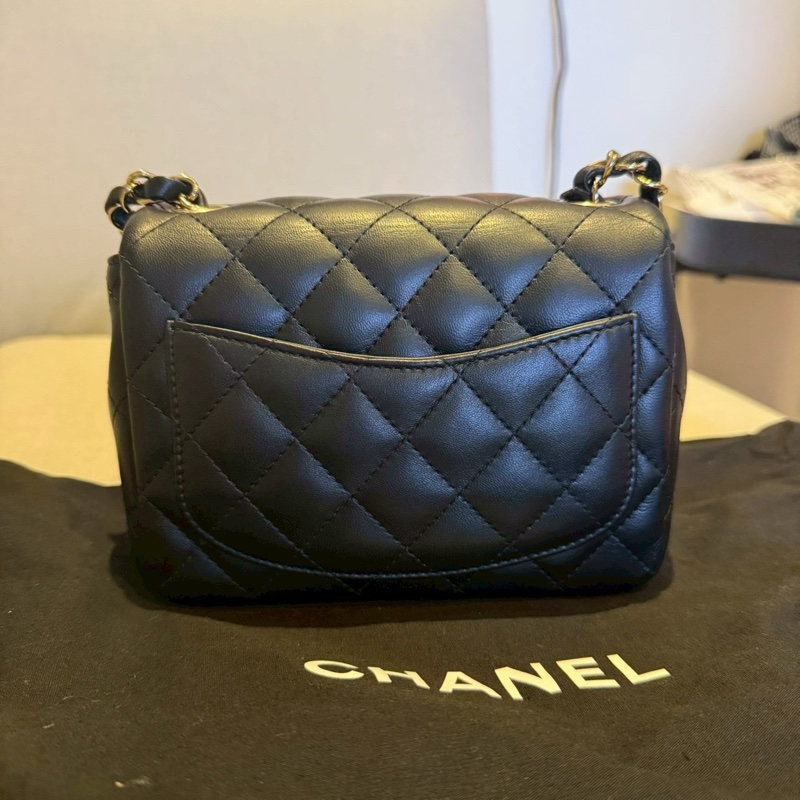 CHANEL CF 17 方胖子｜黑色羊皮｜淡金扣｜晶片款（正品）-7