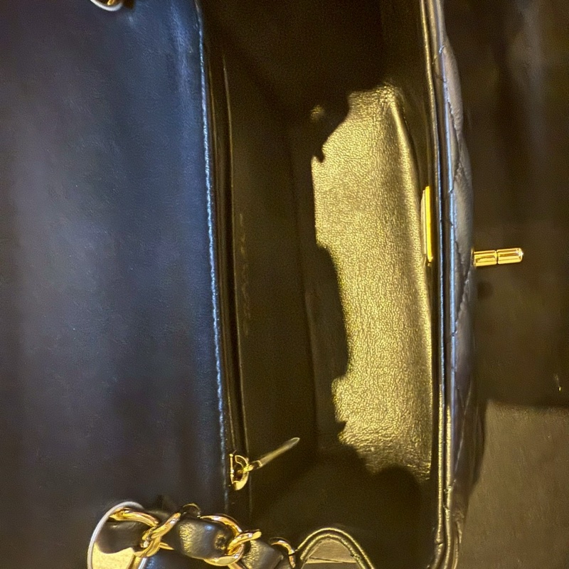 CHANEL CF 17 方胖子｜黑色羊皮｜淡金扣｜晶片款（正品）-10